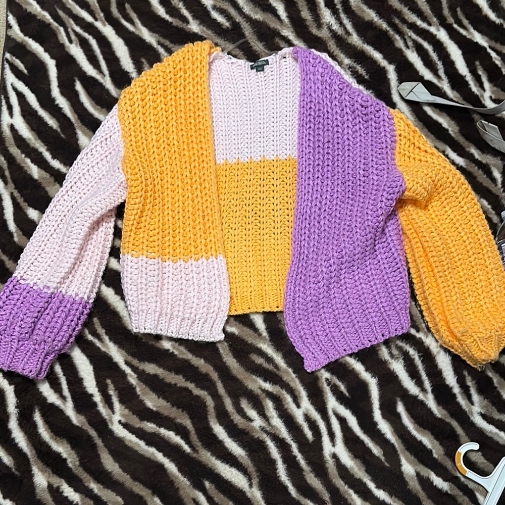 Wild Fable Chunky Knit Purple and Orange Cardigan